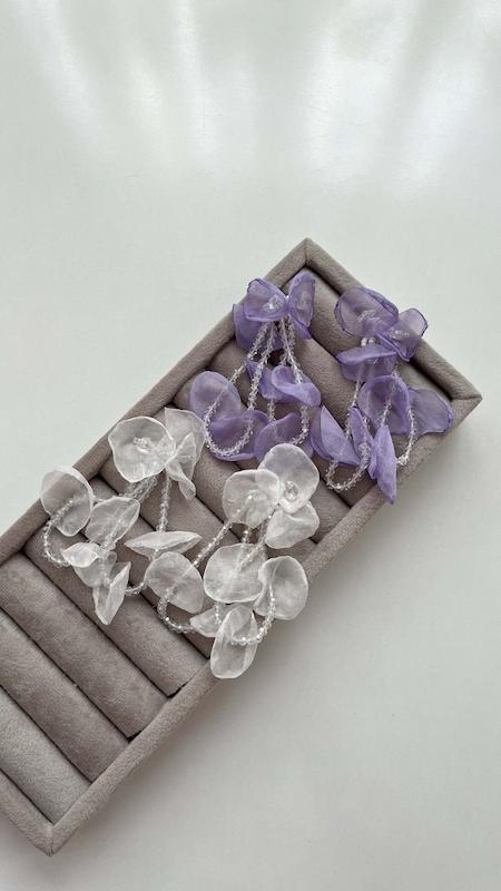 گوشواره عروس پارچه ای مروارید آویز 