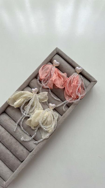 گوشواره عروس پارچه ای قلب