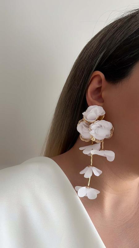 گوشواره پارچه ای گل بلند 