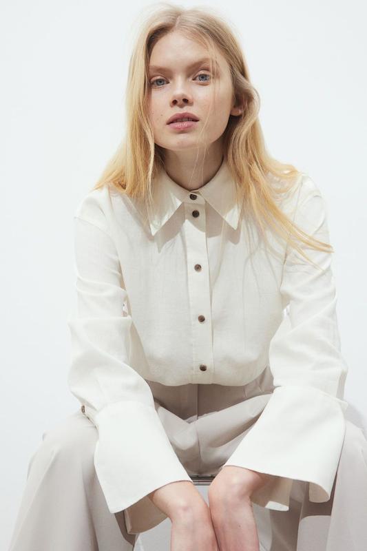 شومیز لینن نباتی H&M