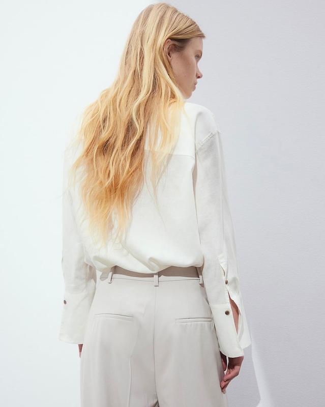 شومیز لینن نباتی H&M