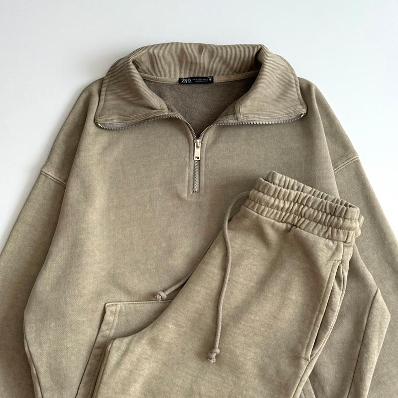 ست نیم زیپ شلوار سبز ZARA