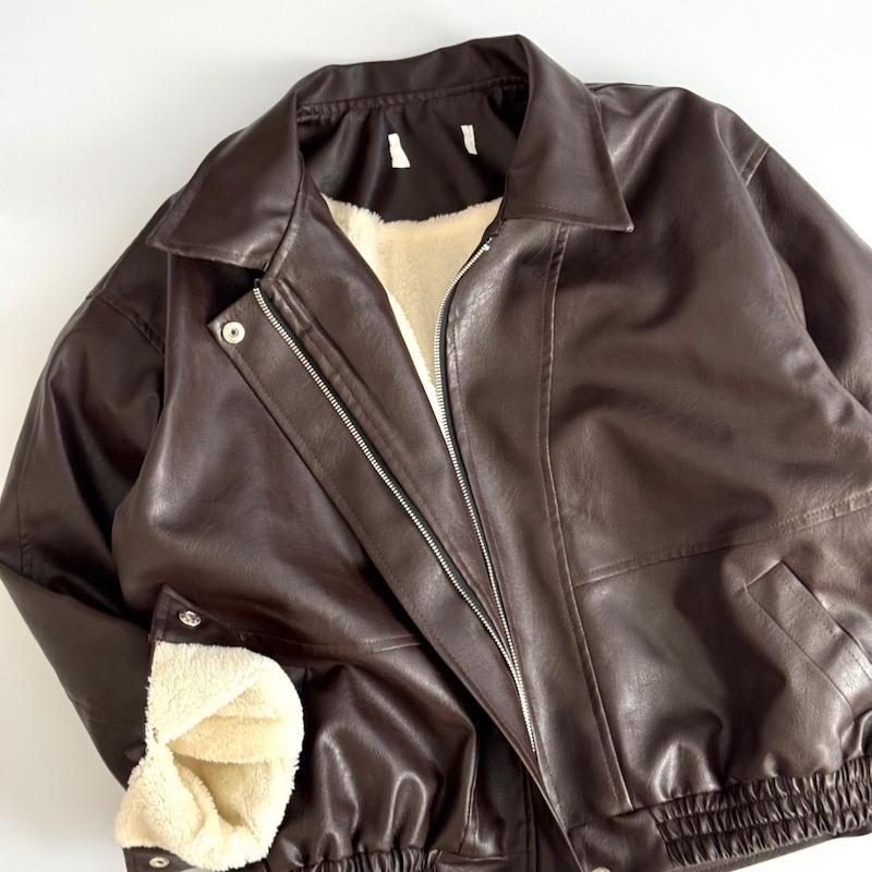 کت چرم خزدار(مشکی/قهو‌ای پیش فروش)