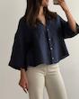 شومیز لینن سرمه‌ای Pull&Bear