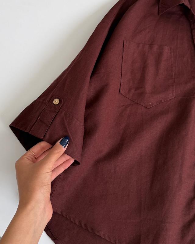 شومیز لینن زرشکی Pull&Bear