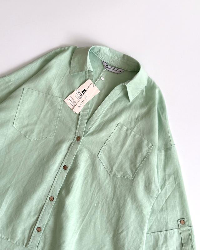 شومیز لینن سبز پاستلی Pull&Bear
