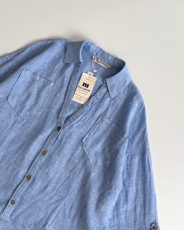 شومیز لینن آبی آسمانی Pull&Bear