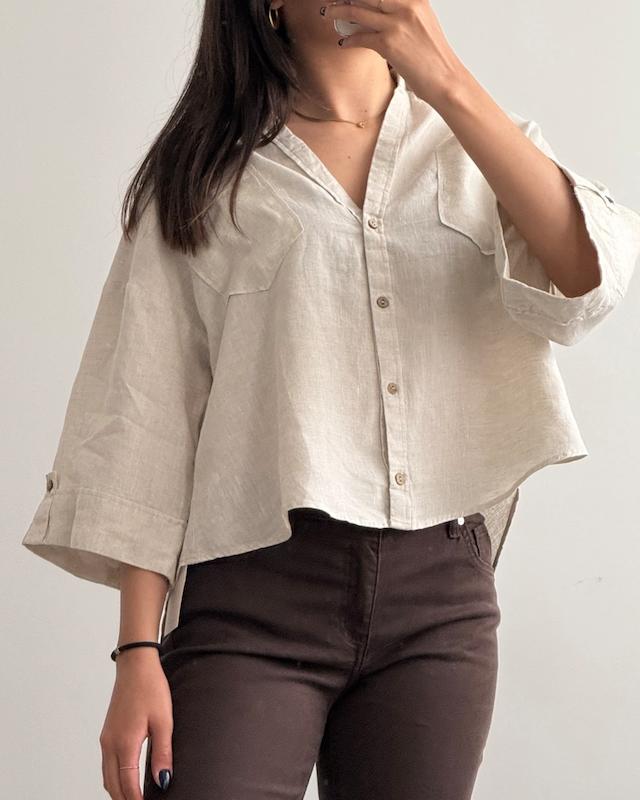 شومیز لینن نچرال Pull&Bear