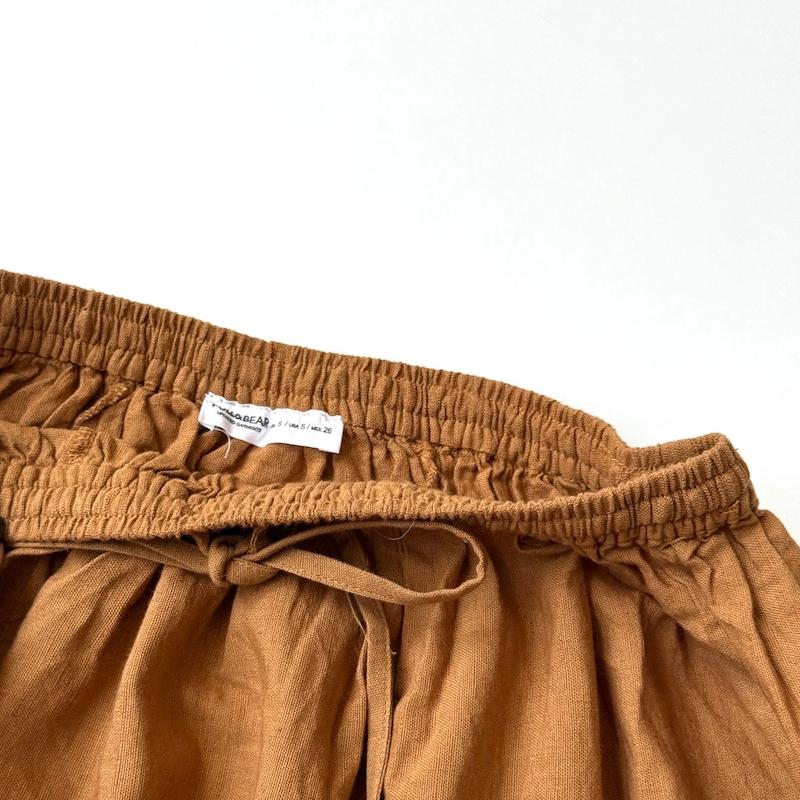 دامن لینن قهوه‌ای Pull&Bear