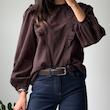 شومیز قهوه‌ای گلدوزی ZARA