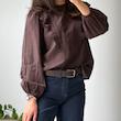 شومیز قهوه‌ای گلدوزی ZARA
