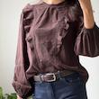 شومیز قهوه‌ای گلدوزی ZARA