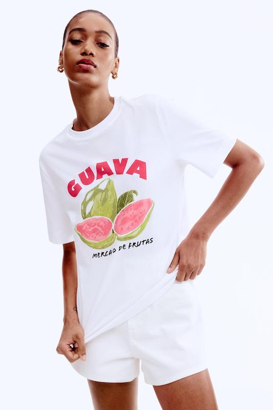 تیشرت سفید گواوا H&M