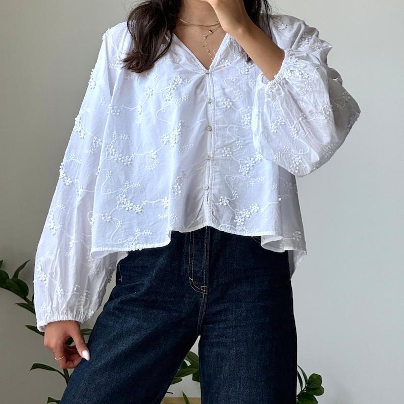 شومیز گلدوزی سفید Pull&Bear