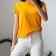 تیشرت خردلی جیبدار ZARA