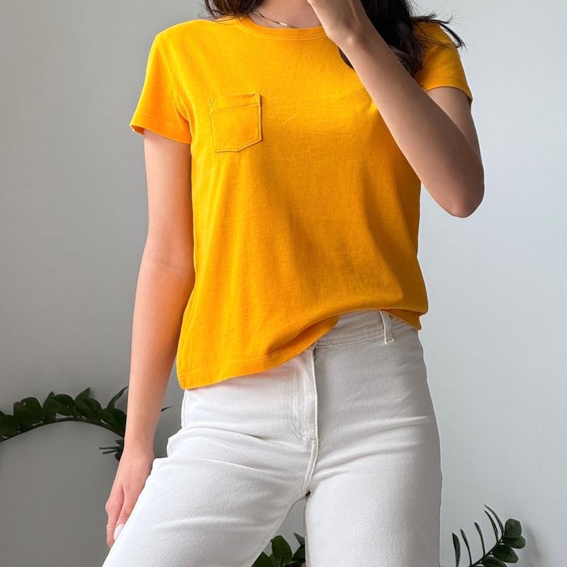 تیشرت خردلی جیبدار ZARA