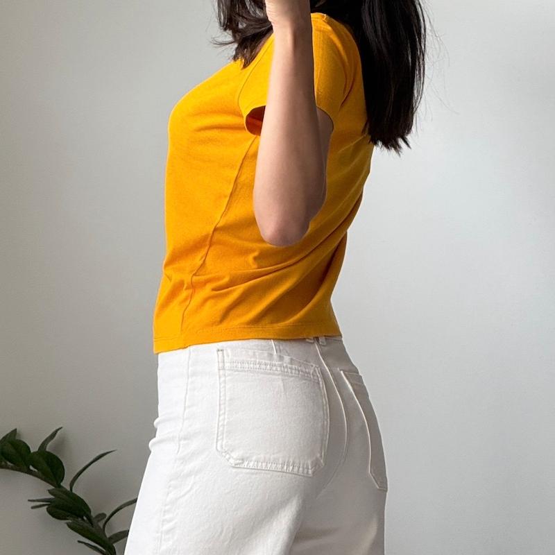 تیشرت خردلی جیبدار ZARA