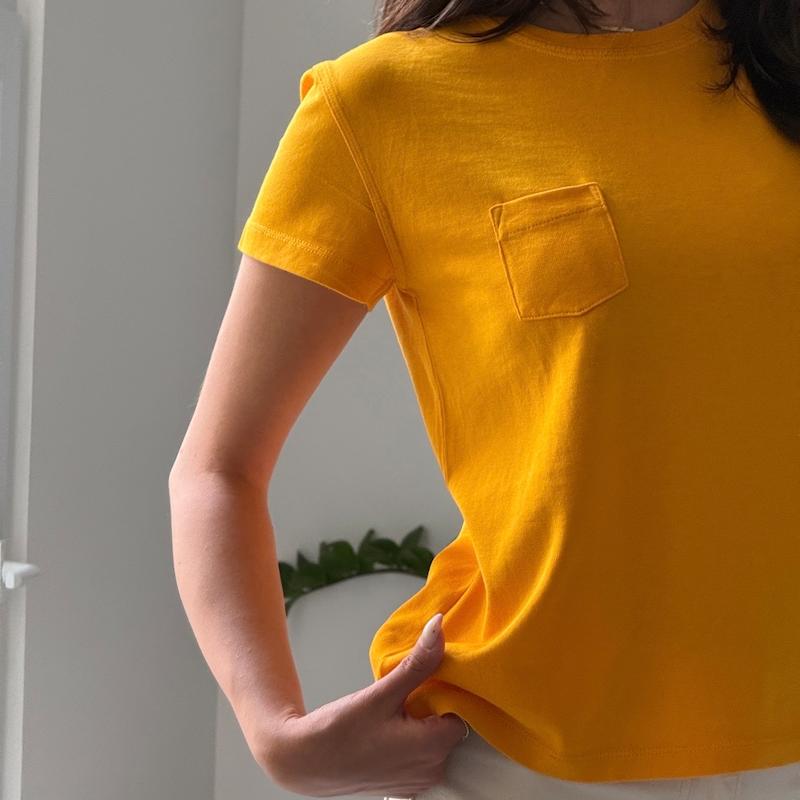 تیشرت خردلی جیبدار ZARA