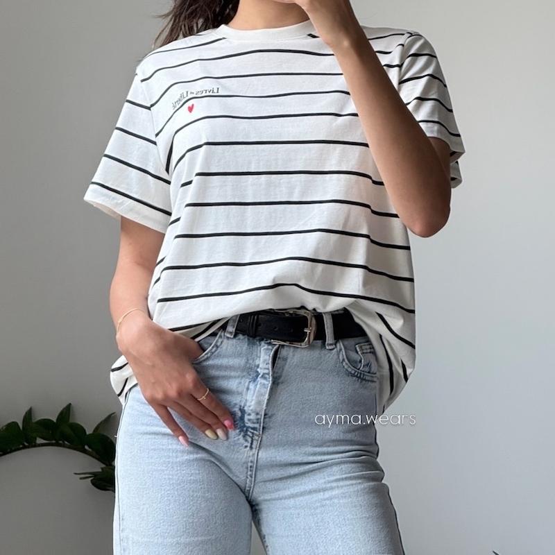 تیشرت راه راه سفید H&M