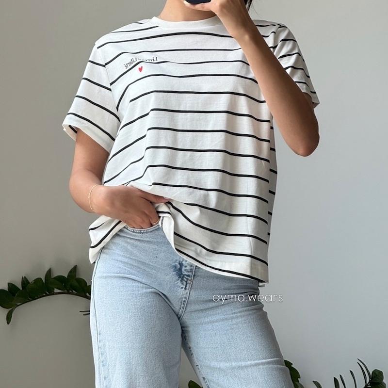 تیشرت راه راه سفید H&M