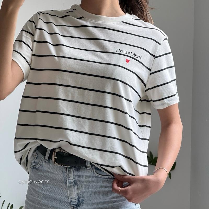 تیشرت راه راه سفید H&M