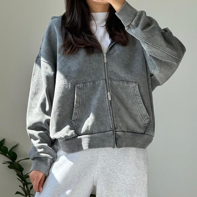 سویشرت دوزیپ طوسی ZARA