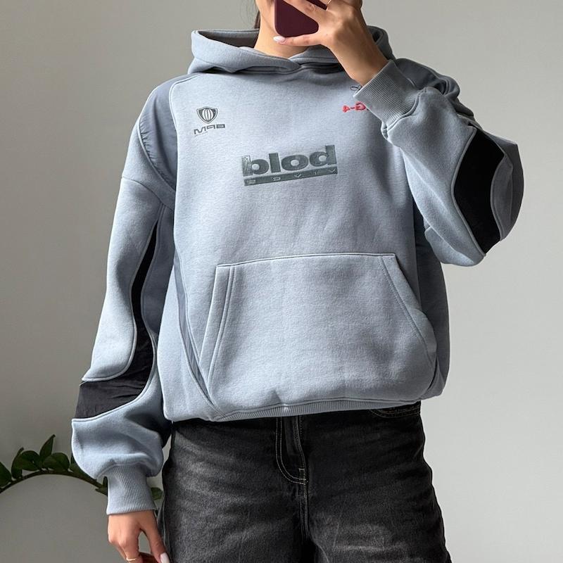 هودی طوسی آبی Bershka