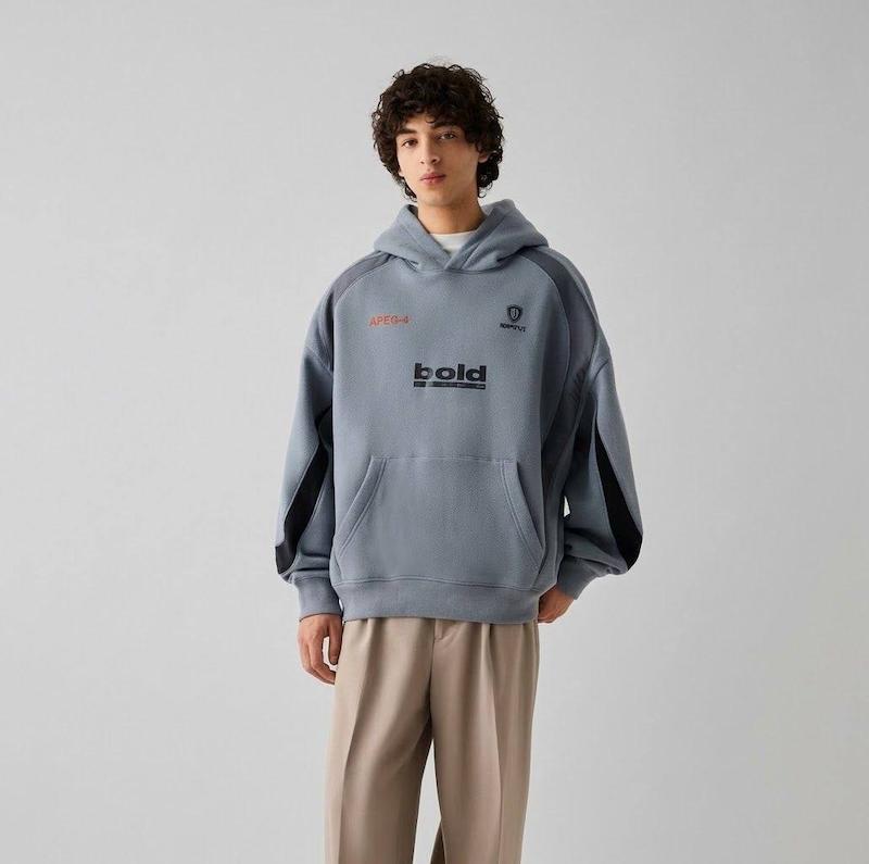 هودی طوسی آبی Bershka