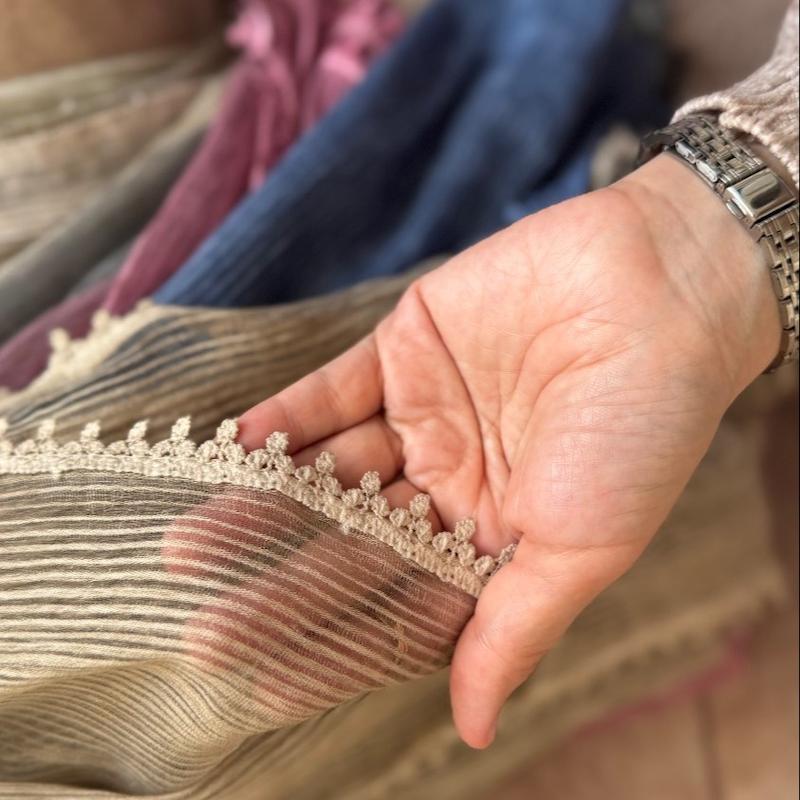 شال نخ حریر ابریشم دور دانتل C0001