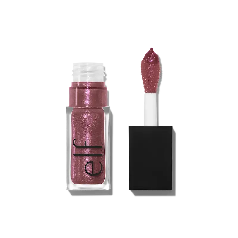 سوwatch روغن لب گلیمر e.l.f. Glow Reviver رنگ Divine Wine با درخشش مرواریدی صورتی