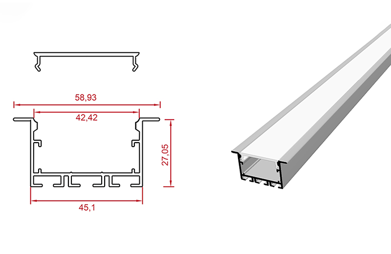 کد L150 - نور خطی توکار  4.5 سانتی 2 لاین