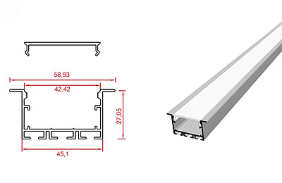 کد L160 - نور خطی توکار  4.5 سانتی 3 لاین