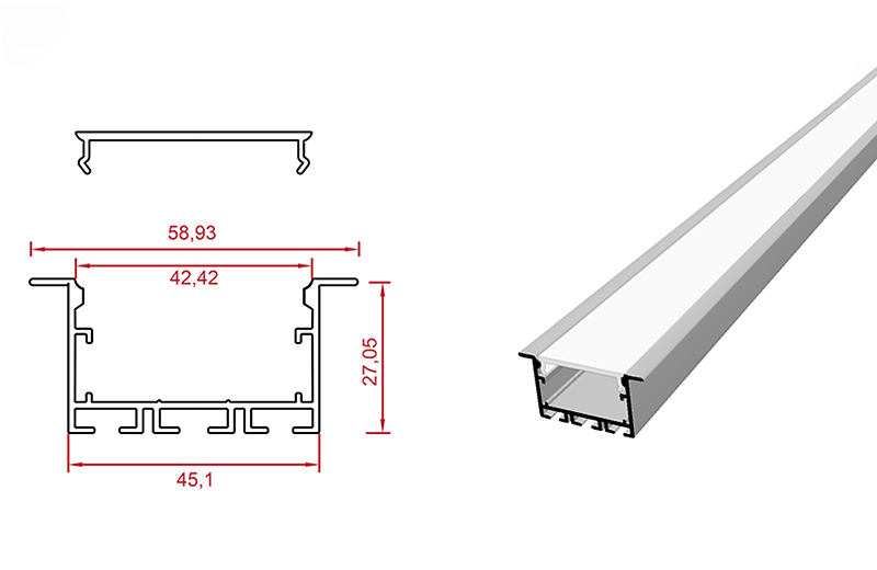 کد L160 - نور خطی توکار  4.5 سانتی 3 لاین