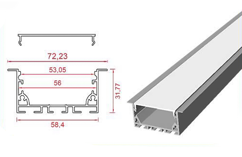 کد L170 - نور خطی 6 سانتی  لبه دار 2 لاین