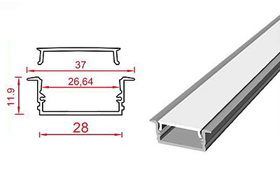 کد L320 - نور خطی کناف عرض 3 دو لاین