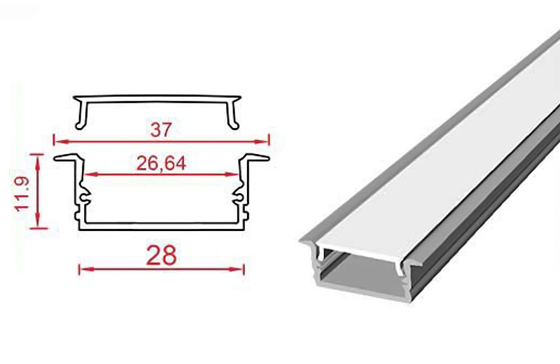 کد L320 - نور خطی کناف عرض 3 دو لاین