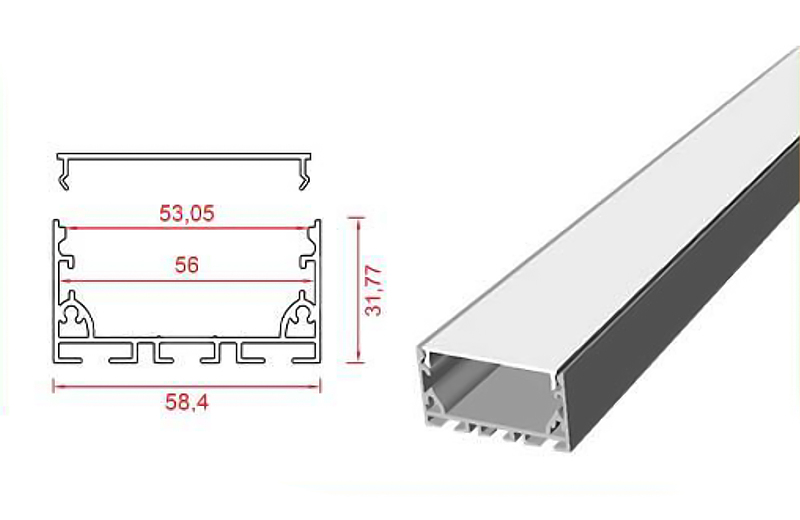 کد L530 - نور خطی 6 سانتی بدون لبه 2 لاین