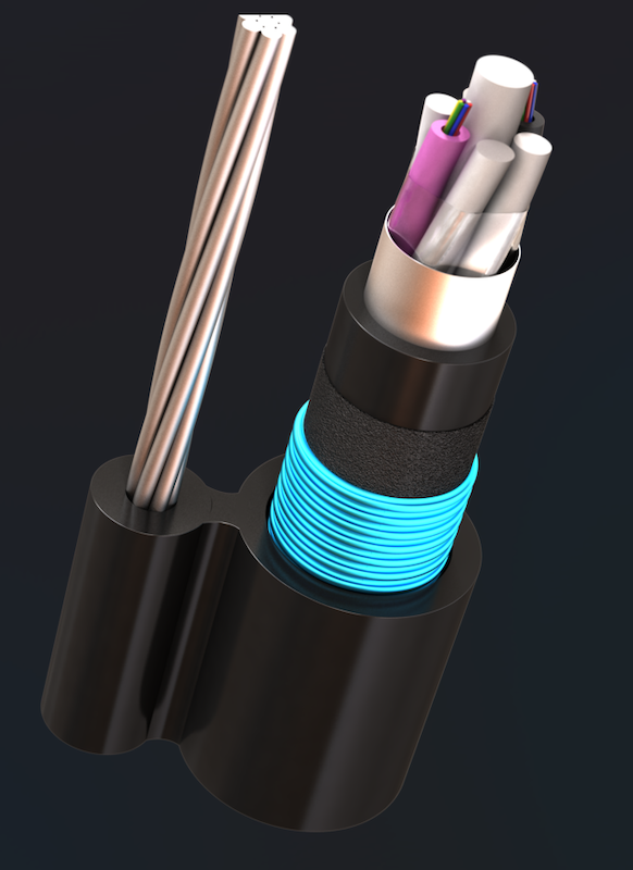 کابل نوری مهاردار هوایی دو روکشه آرموردار Optical Self Support Cable / Double Jacket - Armored