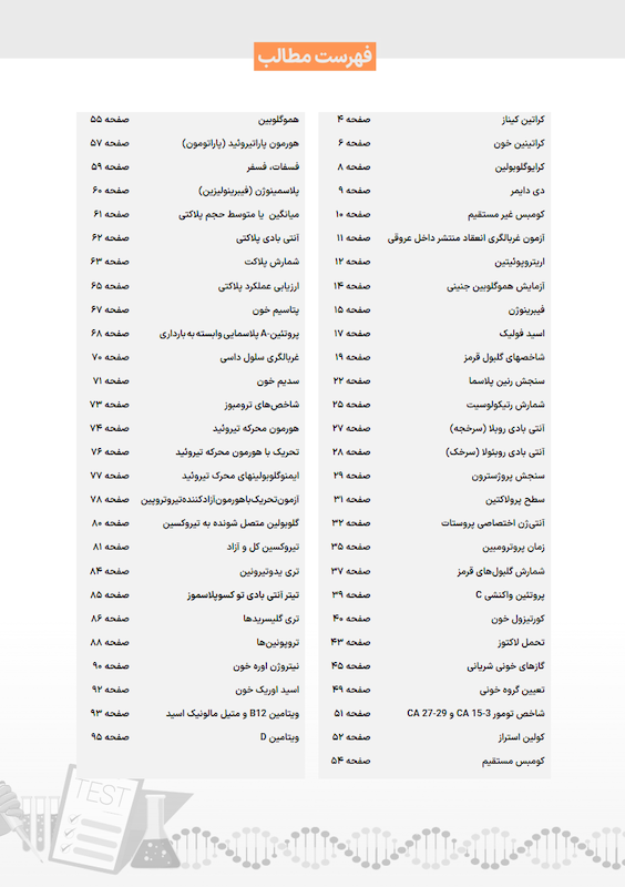 منتخب شرح تست هاي آزمایشگاهی