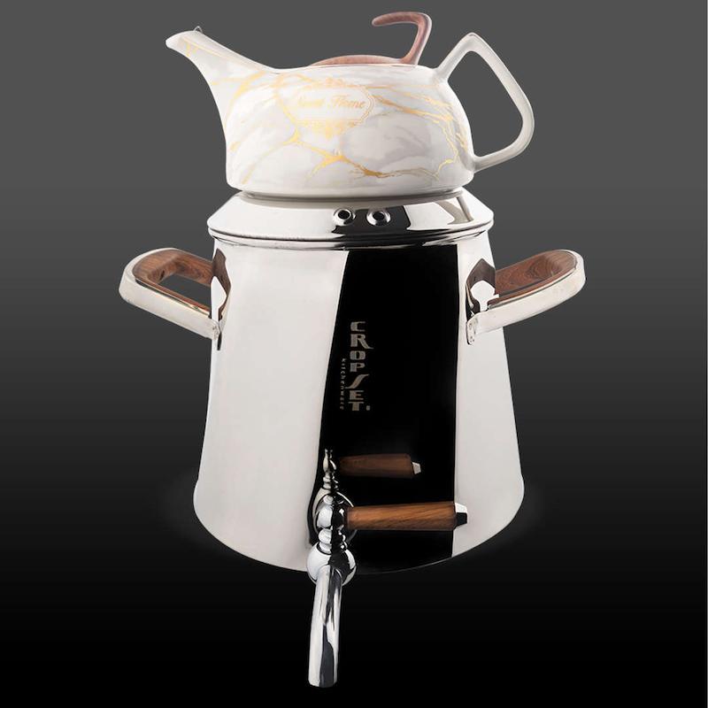 کتری و قوری آرسس استیل نقره ای براق کروپ ست کد 703