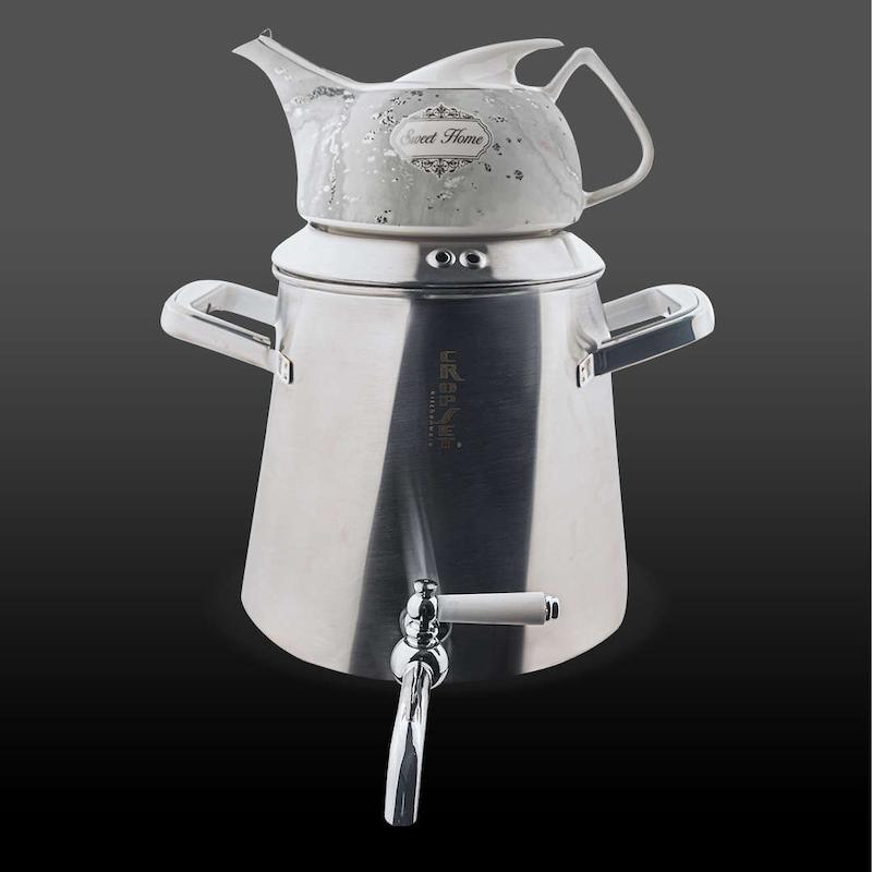 کتری و قوری آرسس استیل نقره ای مات کروپ ست کد 1703W