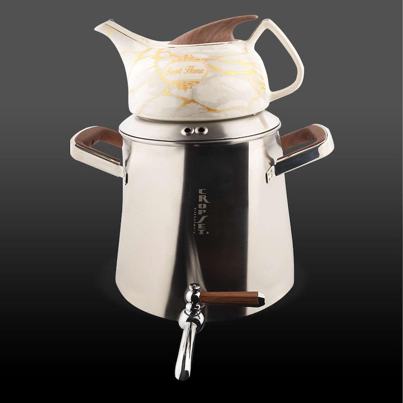 کتری و قوری آرسس استیل نقره ای مات کروپ ست کد1703