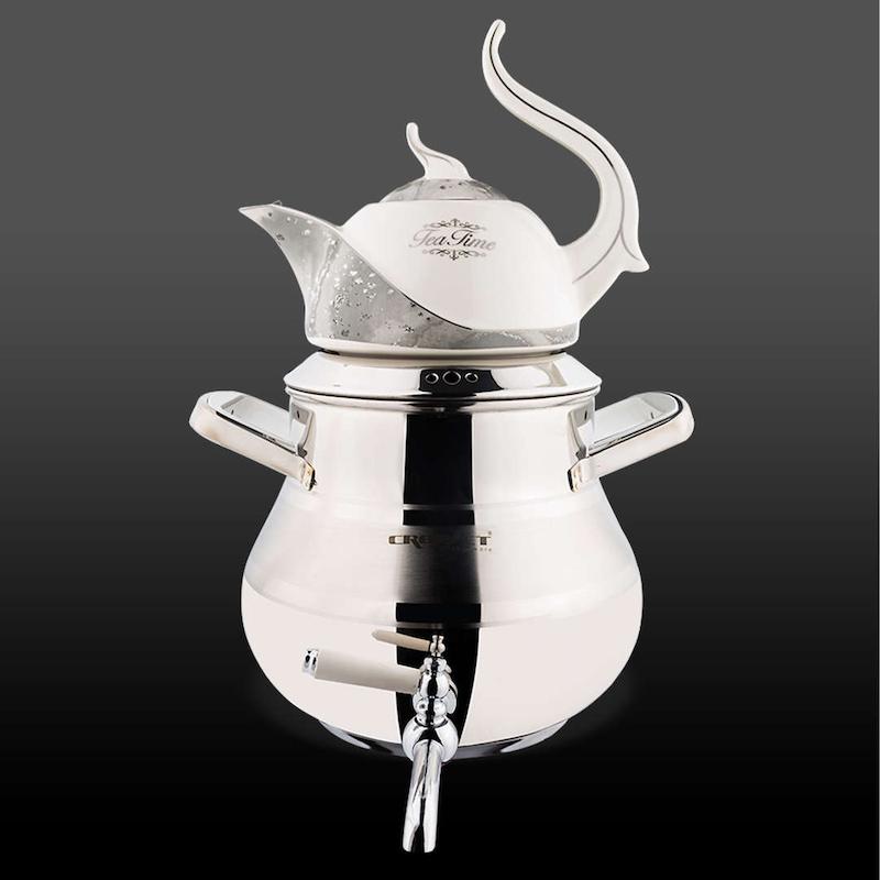 کتری و قوری السا استیل نقره ای براق کروپ ست کد 904W