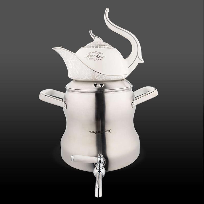 کتری و قوری رونیکا استیل نقره ای مات کروپ ست کد 1804W