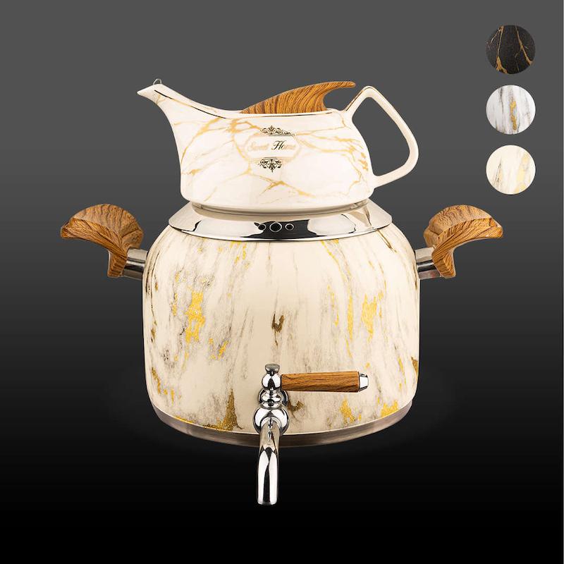 کتری و قوری کروپ استیل رنگی ماربل کروپ ست کد 915