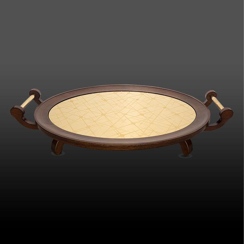 سینی بیضی چوب استیل طلایی کهکشانی کروپ ست کد 5001OC