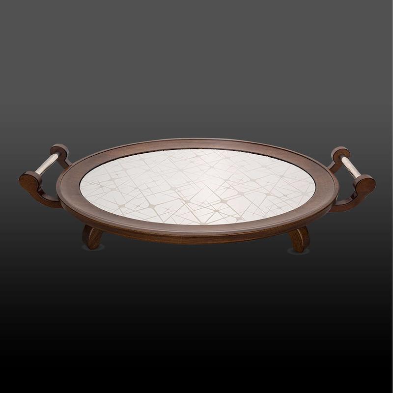 سینی بیضی چوب استیل نقره ای کهکشانی کروپ ست کد 5002OC