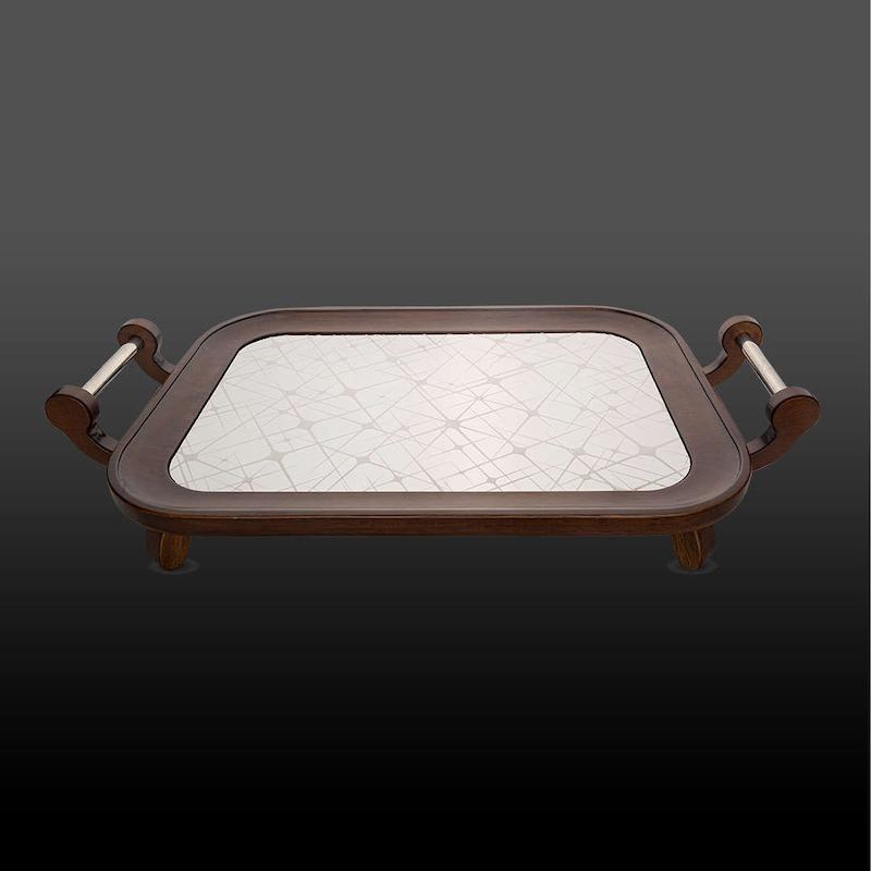 سینی مستطیل چوب استیل نقره ای کهکشانی کروپ ست کد 5002RC