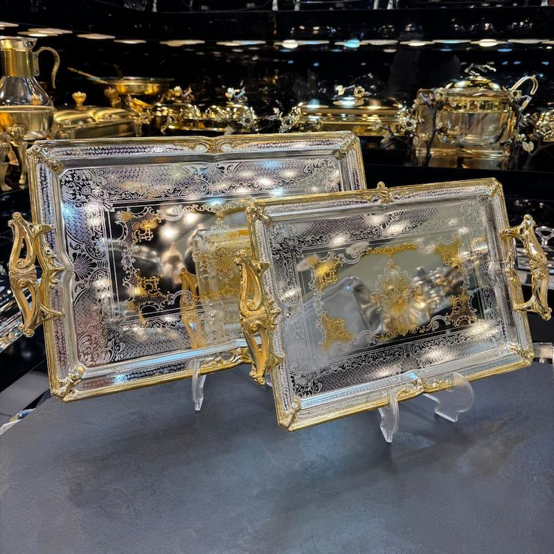 سینی دو سایز اماراتی استیل کد 4049