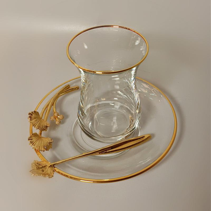 استکان نلبکی گل دار برنجی ریتون